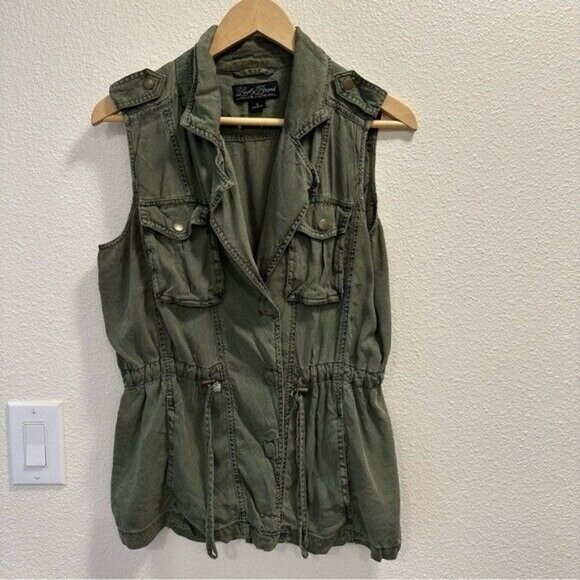 Lucky Brand Green Lyocell and Viscose Utility Vest Jacket Women’s Size Small - Picture 2 of 10